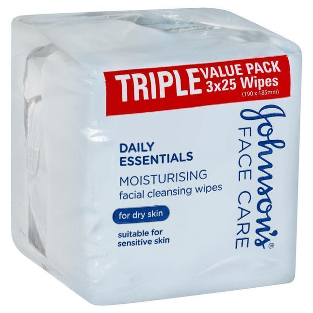 Johnson's Facial Cleansing Wipes Nourishing For Dry Skin 75 Wipes