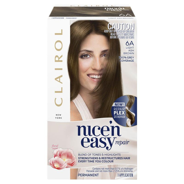 Clairol Nice N Easy Repair Permanent Hair Colour 6A Light Ash Brown