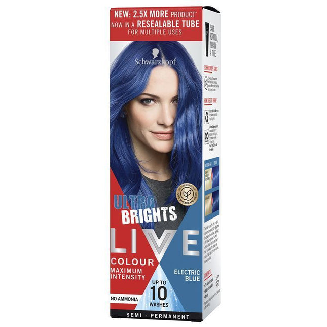 Schwarzkopf Ultra Brights Live Colour Semi-Permanent Hair Colourant Electric Blue
