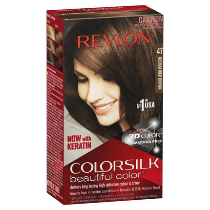 Revlon Colorsilk 47 Medium Rich Brown Beautiful Colour Permanent Hair Colour