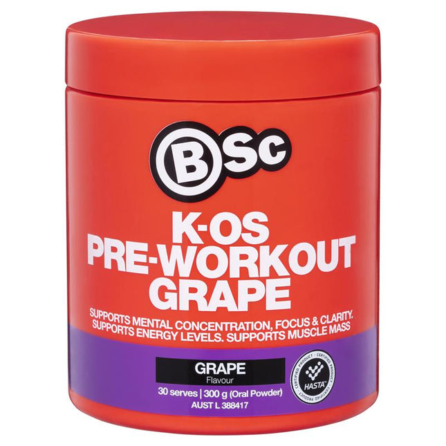 BSc K-OS Pre-Workout Grape 300g - OhYouLuckyDuck.com.au