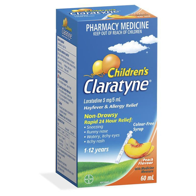 Claratyne Children's Hayfever & Allergy Relief Syrup 60ml Peach Flavour 24 Hour - OhYouLuckyDuck.com.au