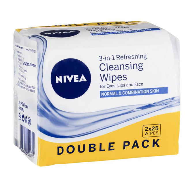 Nivea Gentle Cleansing Facial Wipes Twin Pack 2X25