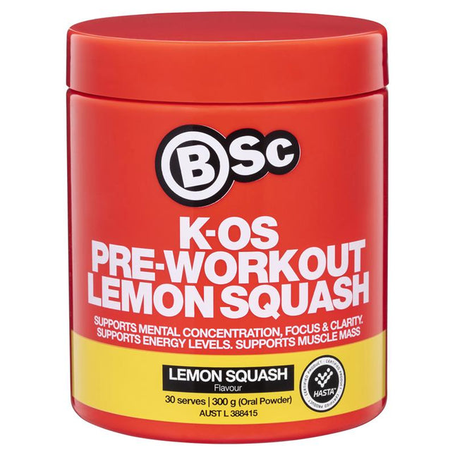 BSc K-OS Pre-Workout Lemon Squash 300g - OhYouLuckyDuck.com.au