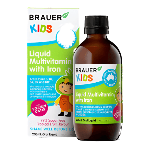 Brauer Kids Liquid Multivitamin with Iron 200ml - OhYouLuckyDuck.com.au