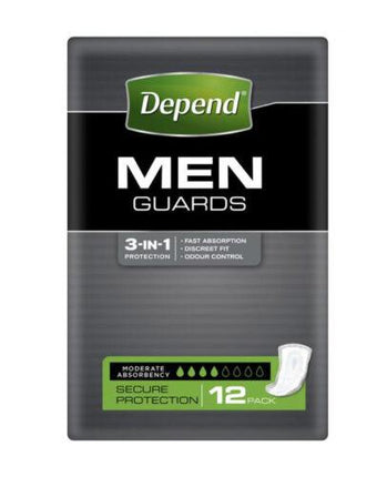 Depend Guards For Men One Size Fits All 12 pack - OhYouLuckyDuck.com.au