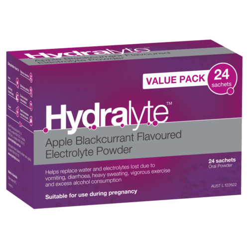 Hydralyte Electrolyte Powder Apple Blackcurrant 24 X 4.9g Sachets - OhYouLuckyDuck.com.au