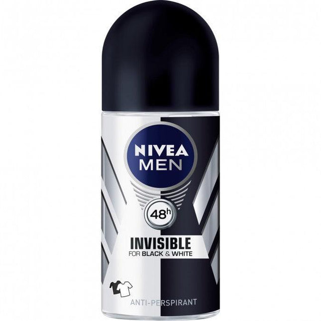 Nivea Men Anti-Perspirant Roll On Black & White Invisible 50ML - OhYouLuckyDuck.com.au