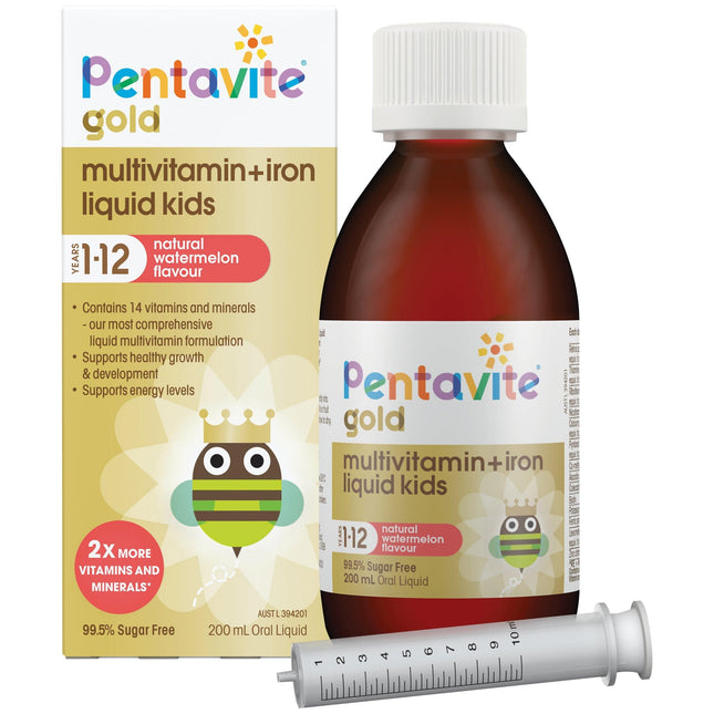 Pentavite Gold Multivitamin + Iron Liquid 200mL - OhYouLuckyDuck.com.au