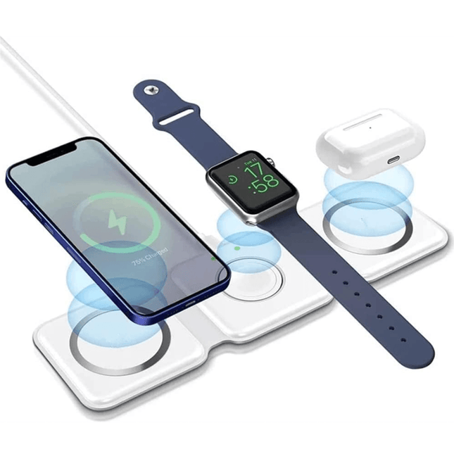 3 in 1 Foldable Magnetic Charging Station Fast Wireless Charging Pad - OhYouLuckyDuck.com.au