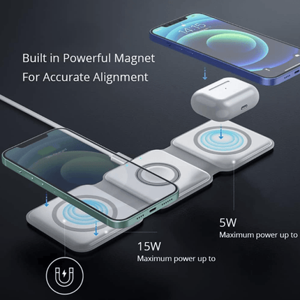 3 in 1 Foldable Magnetic Charging Station Fast Wireless Charging Pad - OhYouLuckyDuck.com.au