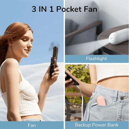 3 in 1 Handheld Fan Power Bank and Flashlight - OhYouLuckyDuck.com.au