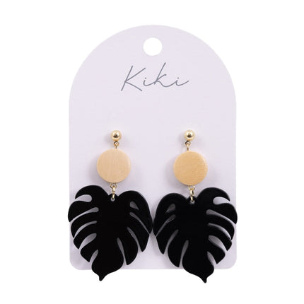 Splosh Kiki Black Leaf Drop Earrings Women Fashion Style Party Jewellery 11cm