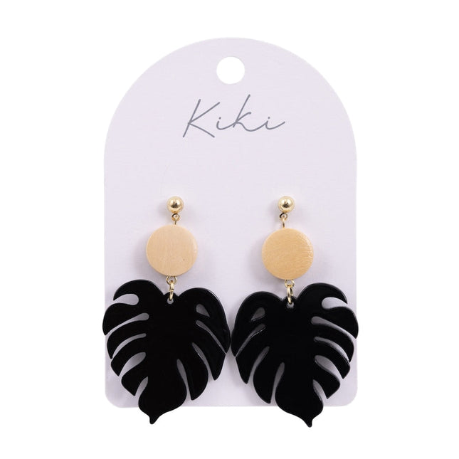 Splosh Kiki Black Leaf Drop Earrings Women Fashion Style Party Jewellery 11cm