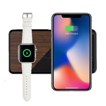 Luxetech Dual Wireless Charging Pad Walnut And Black Marble