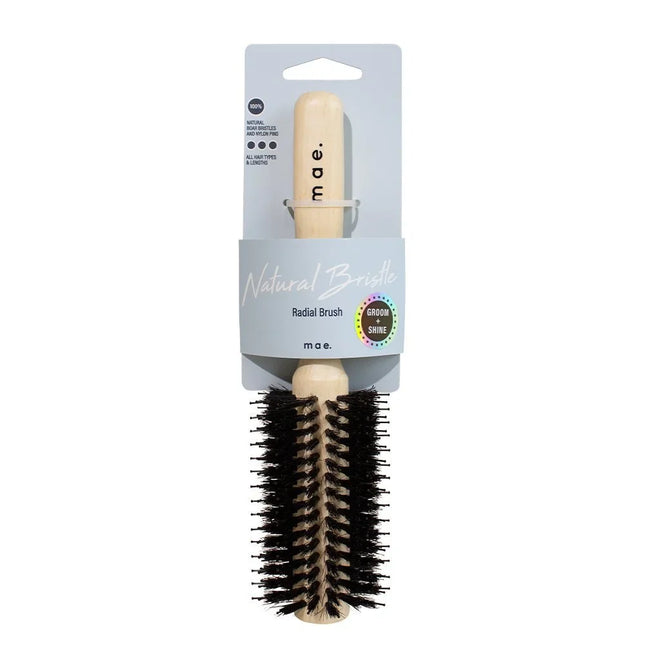 Mae Natural Bristle Radial Hair Brush for Styling and Blow Drying
