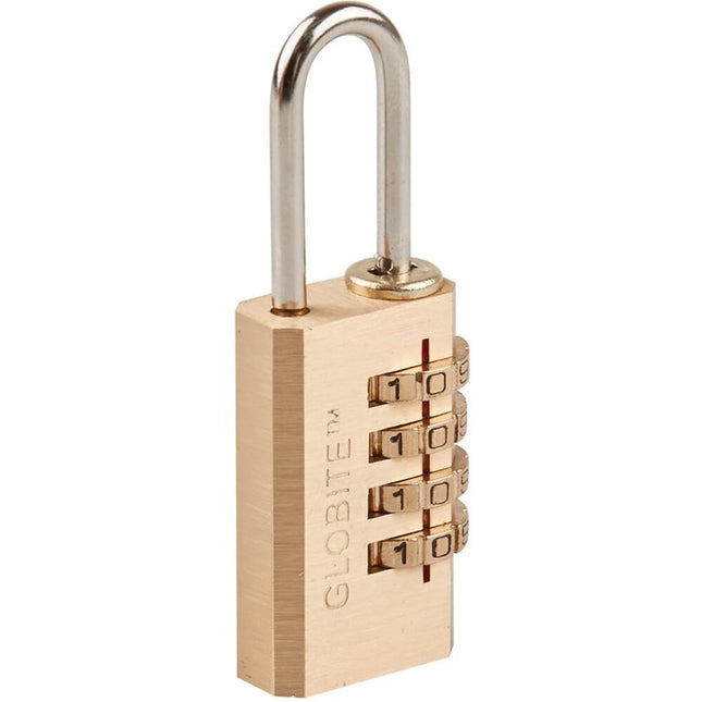 GLOBITE Brass 4 Dial Combination Lock for Luggage and Travel Security