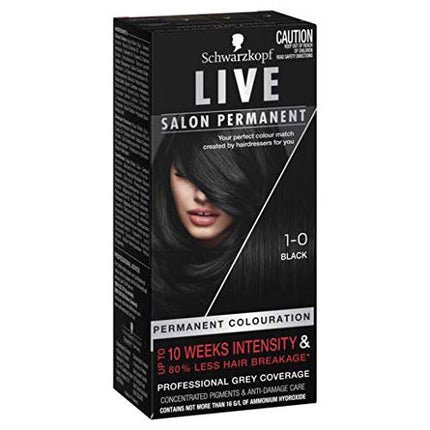 Schwarzkopf Live Salon Permanent Hair Colour 1.0 Black