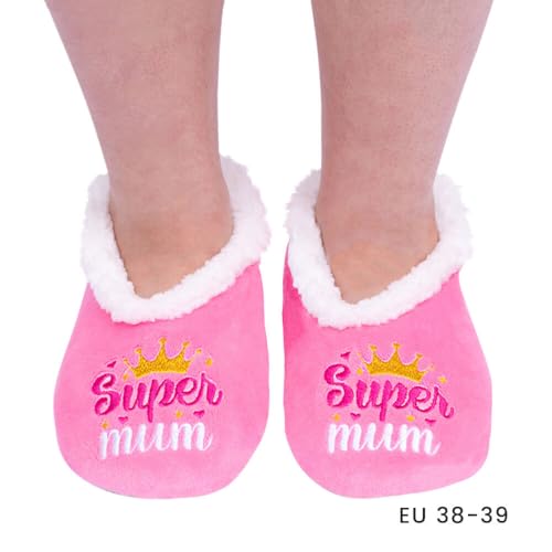 Splosh Snuggups Women'S Slippers Quote Super Mum Medium