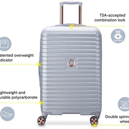 Delsey Paris Cruise 3.0 Hardside Expandable Spinner Luggage Platinum Checked Large 71 cm