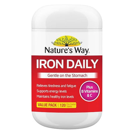 Nature's Way Iron Daily Supplement for Healthy Iron Levels and Energy Production 120 Tablets