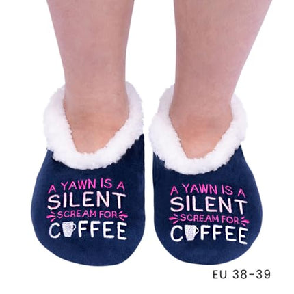 Splosh Snuggups Women'S Slippers Quote Coffee Medium