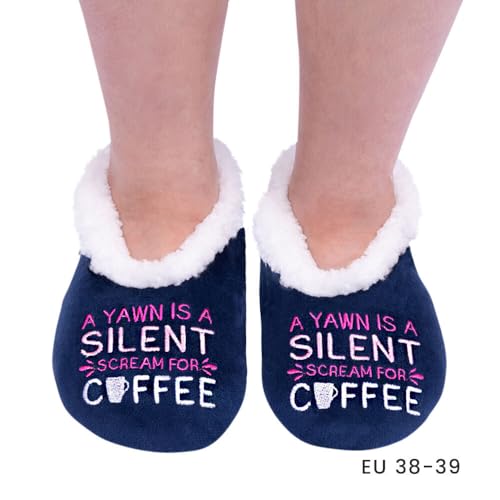 Splosh Snuggups Women'S Slippers Quote Coffee Medium
