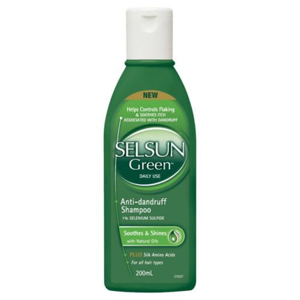 Selsun Green Anti-Dandruff Shampoo Soothes & Shines 200mL - OhYouLuckyDuck.com.au