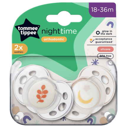 Tommee Tippee Close To Nature Night Time Soother 18-36 Months 2 Pack - OhYouLuckyDuck.com.au
