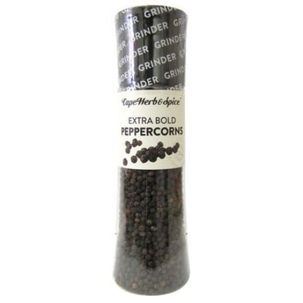 Cape Herb and Spice Extra Bold Black Peppercorns in a Grinder 185G