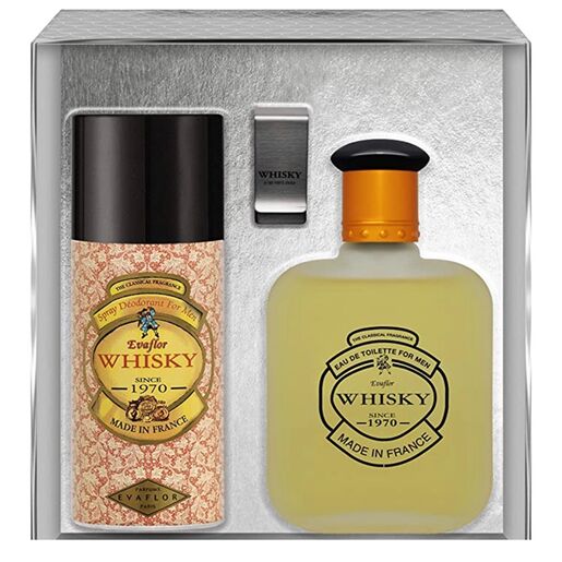 Evaflor Whisky For Men EDT 100ML Deodorant 150ML and Money Clip 3 Piece Gift Set