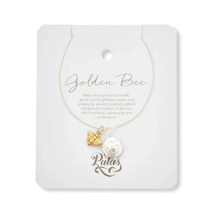 Palas Golden Bee & Pearl Amulet Necklace