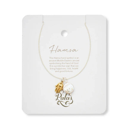 Palas Hamsa And Pearl Amulet Necklace