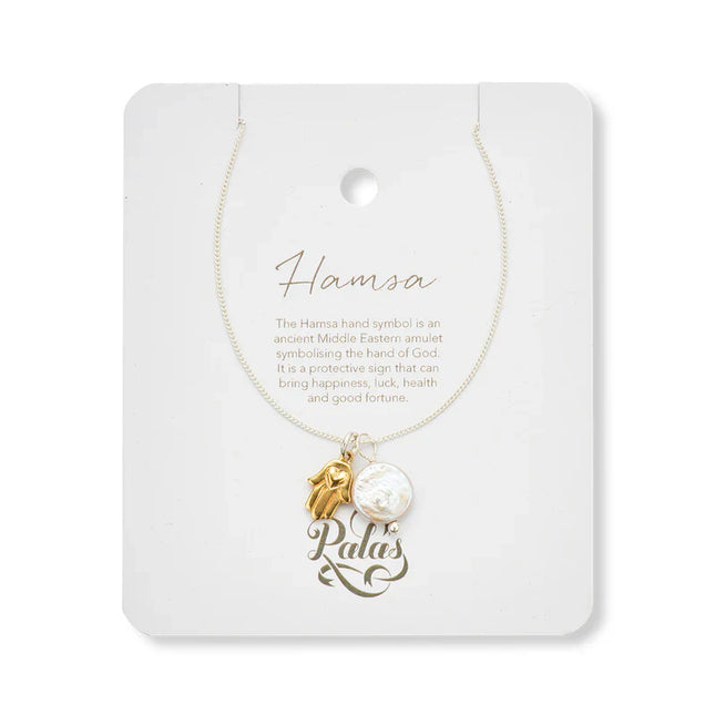 Palas Hamsa And Pearl Amulet Necklace