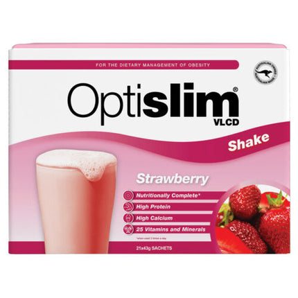 Optislim Vlcd Shake Strawberry 21x43g - OhYouLuckyDuck.com.au