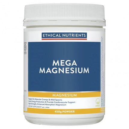 Ethical Nutrients Mega Magnesium Powder Citrus 450g - OhYouLuckyDuck.com.au