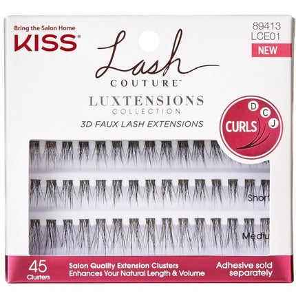 Kiss Lash Couture Luxtensions 45 Clusters Short Medium