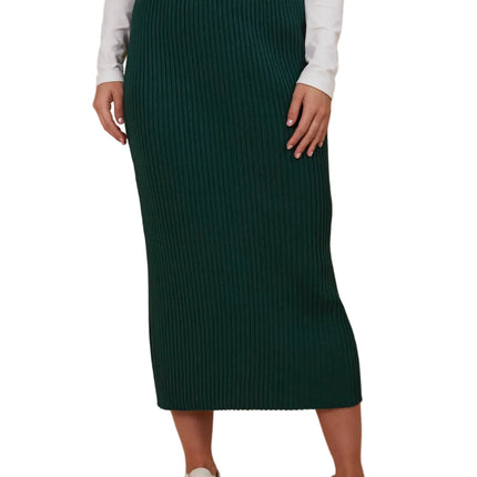 Isle of Mine Juno A Line Midi Knit Skirt Canvas Pine Small