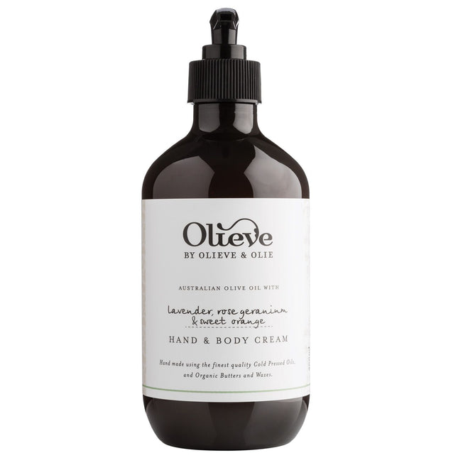 Olieve and Olie Hand and Body Cream Lavender Rose Geranium and Sweet Orange 500mL