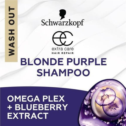 Schwarzkopf Extra Care Blonde Anti-Yellow Toning Purple Shampoo 250mL - OhYouLuckyDuck.com.au