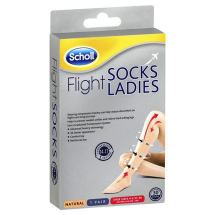 Scholl Flight Socks Ladies 4-6 Beige