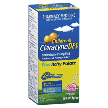 Claratyne DES Hayfever & Allergy Relief Bubblegum Syrup For Kids 100ml - OhYouLuckyDuck.com.au