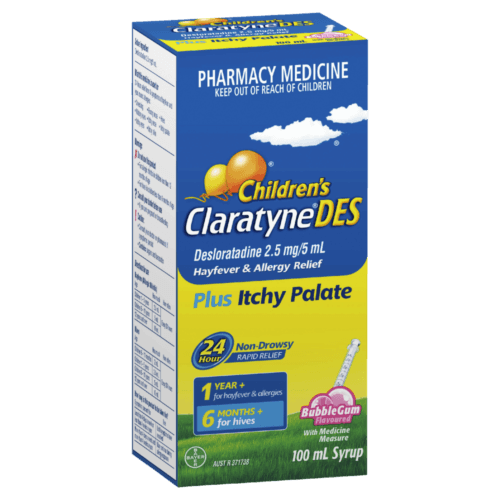 Claratyne DES Hayfever & Allergy Relief Bubblegum Syrup For Kids 100ml - OhYouLuckyDuck.com.au