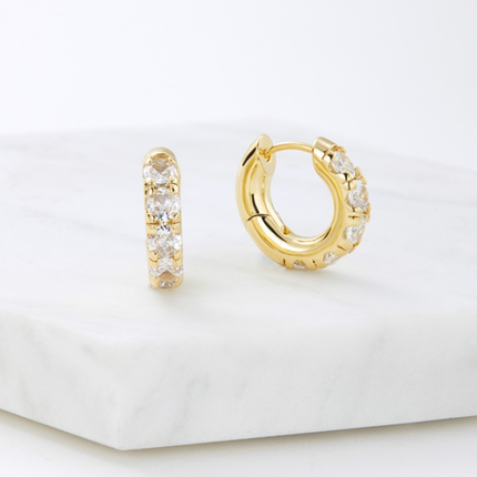 Zafino Hope Gold Plated Textured Hoop Drop Stud Earrings 5CM