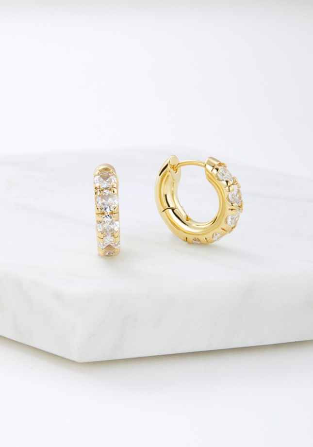 Zafino Hope Gold Plated Textured Hoop Drop Stud Earrings 5CM