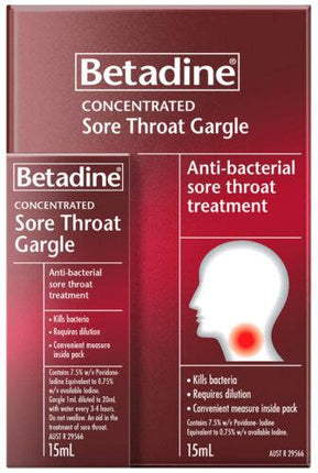 Betadine Concentrated Sore Throat Gargle 40ml - OhYouLuckyDuck.com.au
