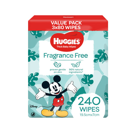 Huggies Unscented Baby Wipes Refill Pack 240 Wipes