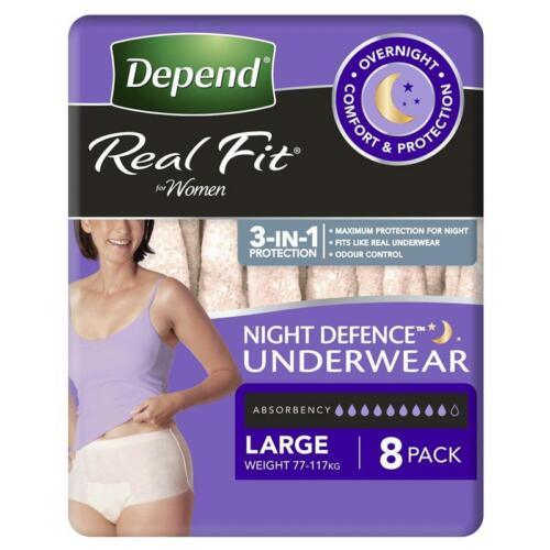 Depend Real Fit Night Defence Incontinence Underwear Women Large 8 Pack - OhYouLuckyDuck.com.au