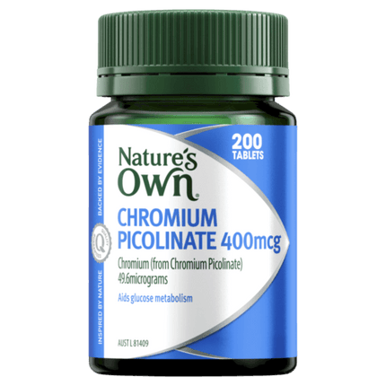 Natures Own Chromium Picolinate 400mcg 200 Tablets - OhYouLuckyDuck.com.au