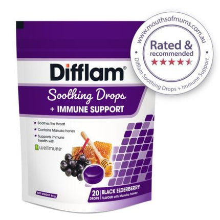 Difflam Soothing Drops + Immune Support Black Elderberry 20 Drops - OhYouLuckyDuck.com.au